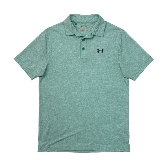 Under Armour Shirt Mens S Small Fern White Loose HeatGear Pinstripe Golf Polo - Picture 1 of 12
